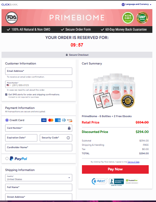 Primebiome order form